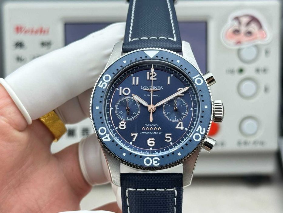 Годинник автоматичний Longines Spirit Flyback Skóra Ø42mm blue