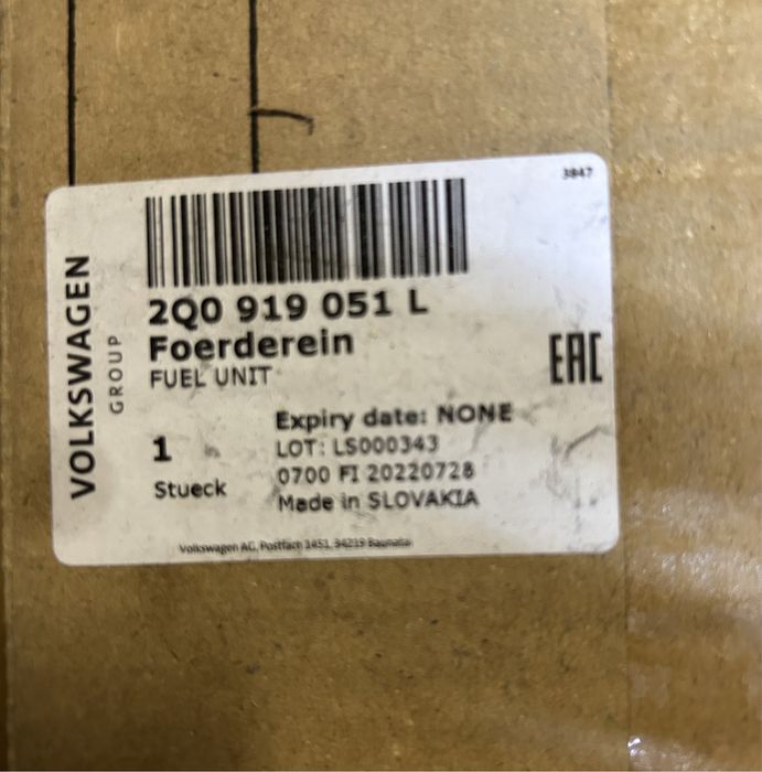 Bomba combustivel 2Q0.919.051L original Vw