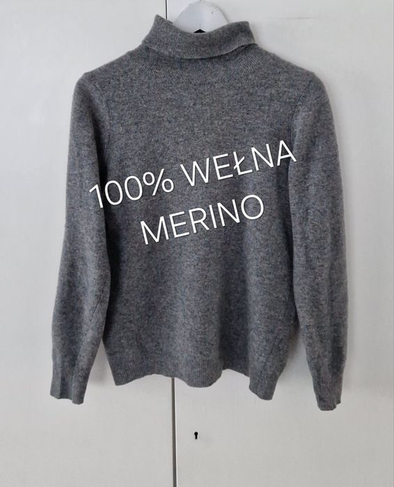 United Colors of Benetton 100% wełna merino sweter golf wełniany S