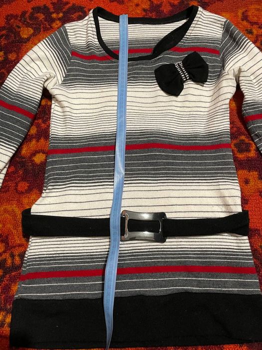 Жіноча туніка з поясом розмір S у смужку з бантиком