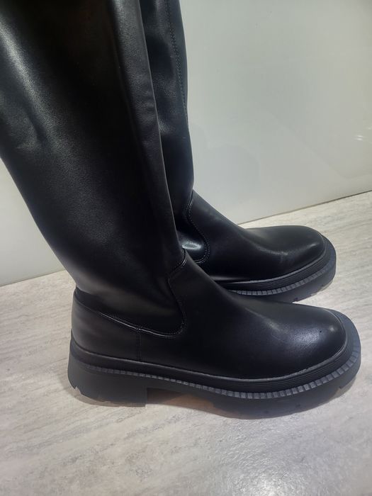 Kozaki długie Reserved skóra z eko skórą