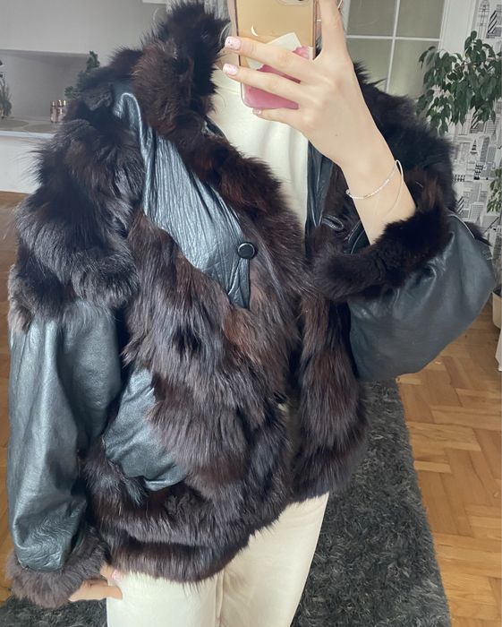 Kurtka skórzana z futrem z lisa