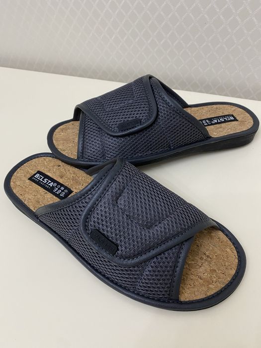 Тапочки мужские с открытыми пальцами на липучке Белста серый и черный