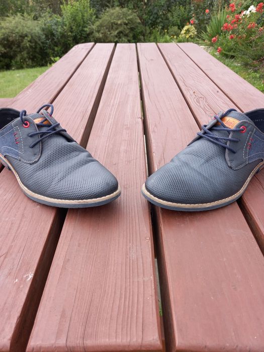 Półbuty, buty garniturowe Lanetti, granatowe, jak nowe