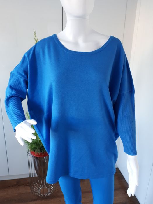 Sweter damski z wiskozą niebieski XXL
