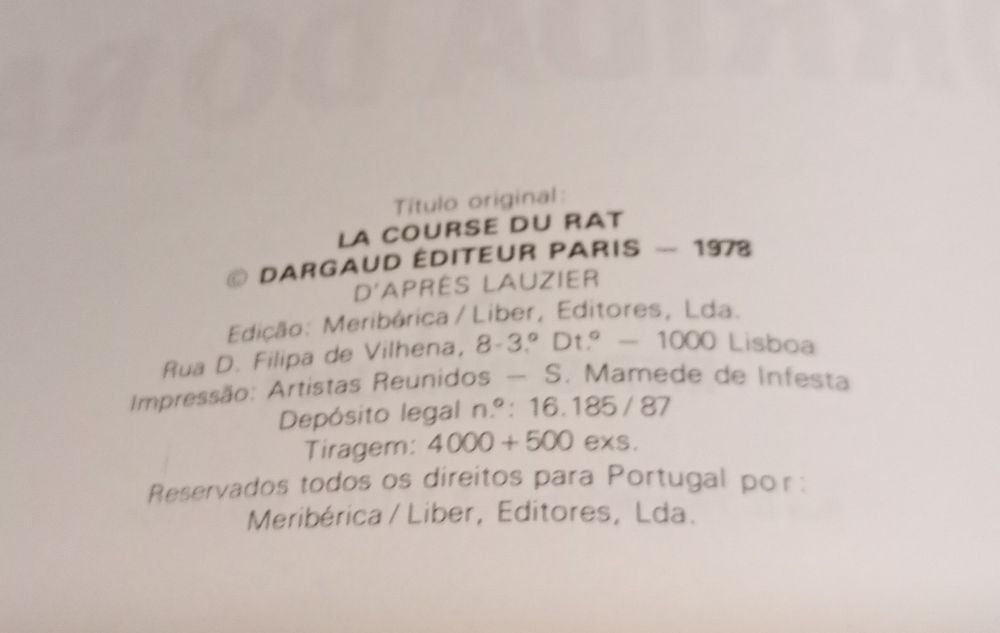 Livro BD A corrida do rato - Lauzier