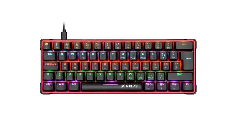Mini Teclado Gaming NPLAY Conquer 3.0 RGB (Mecânico - Português - Preto)