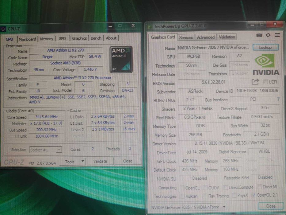 Компьютер Athlon II X2 270(2x3.4GHz),ОЗУ 4 Gb ,Nvidia 7025 ,НDD 250