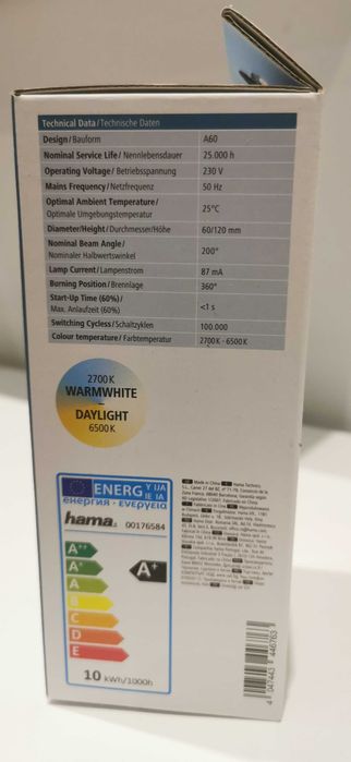 Żarówka LED E27 806lm 10W 4st NOWE