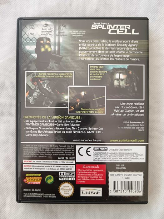 Tom Clancy's Splinter Cell [Nintendo GameCube, 2003] Complete - French
