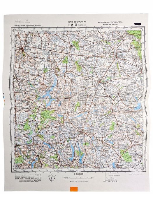 Wojskowa Mapa Topograficzna WP 1:100 000 N-34-122 Radziejów Poufne