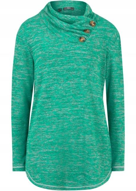 B.P.C sweter zielony melanż z guzikami r.36/38