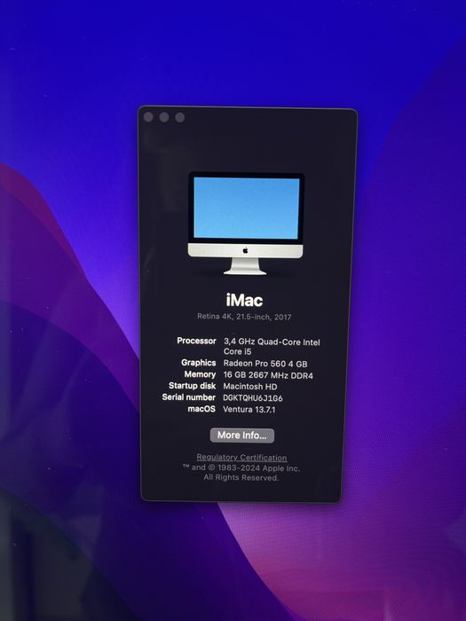 Apple iMac 21.5” | Intel Core i5 | 16GB RAM | SSD 1TB | Retina 4k | Teclado + Rato