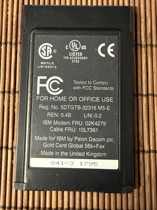 Karta PCMCIA IBM International Modem with GSM 56K V.34/56K Retro