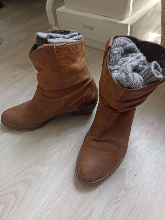 Steve Madden buty kowbojskie skórzane brązowe