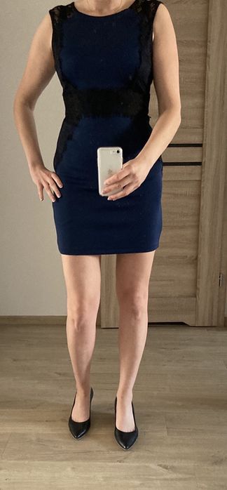 jak reserved sukienka granatowa 12 / L M 38 elegancka koronka komunia