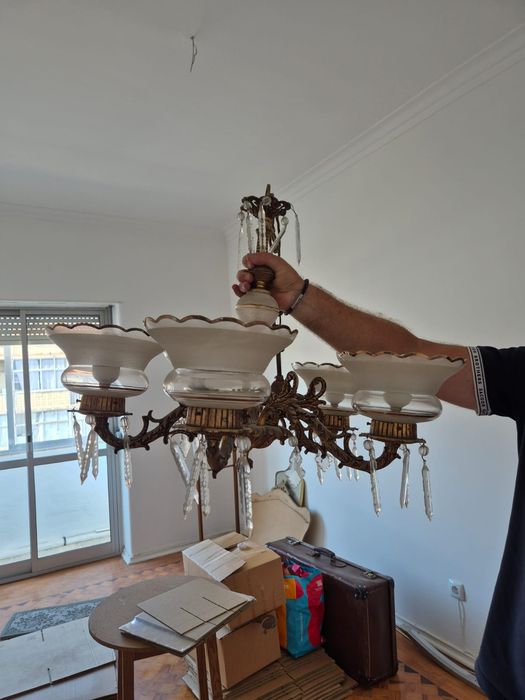 2 candeeiros vidro lapidados/lustres antigos