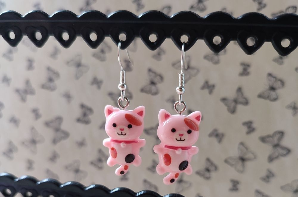 Kolczyki urocze różowe kotki