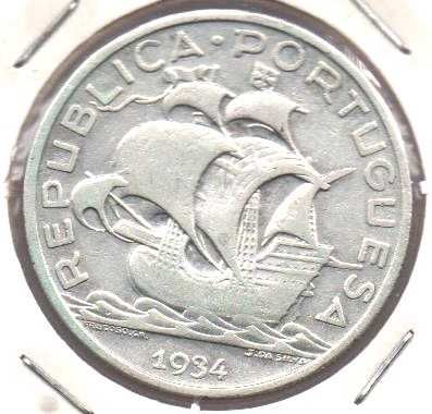 10 Escudos 1934 - mbc/ mbc+ prata