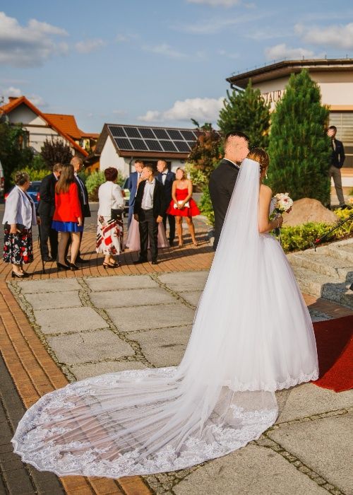 Suknia ślubna princessa biała 169cm + 6cm obcas gorset