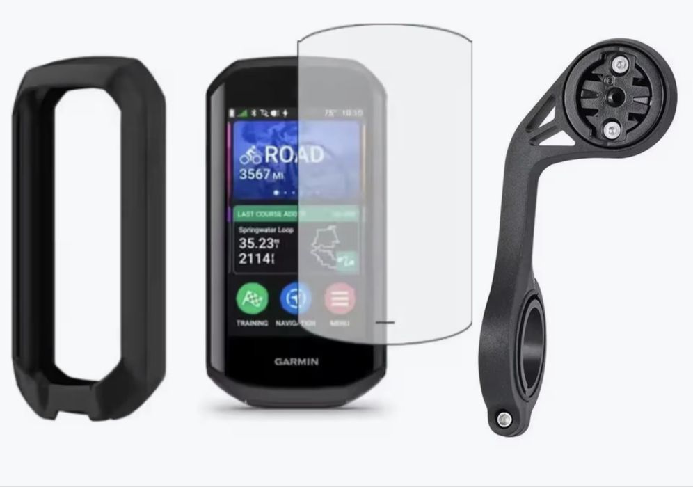 Excelente Kit completo Garmin Edge 1050: capa silicone, filme hydrogel, suporte XL