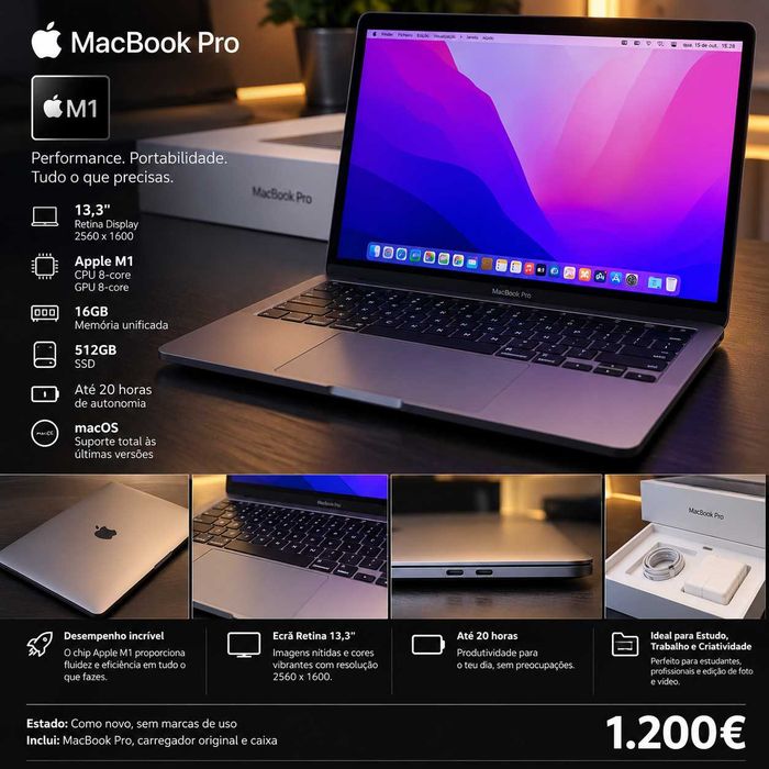 ISG MacBook Pro M1 16GB 512GB 13,3" (2560x1600)