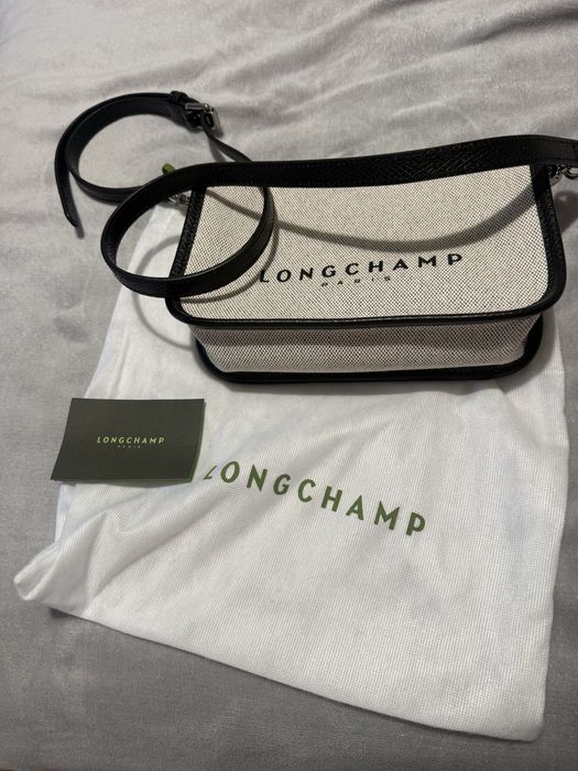 Carteira S Lomgchamp em tela e alca em pele