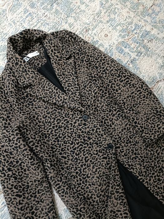 S/36 Zara płaszcz w panterkę z wełną wełniany premium