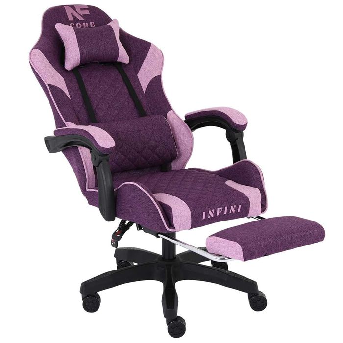 Fotel Gamingowy z podnóżkiem INFINI Core Purple