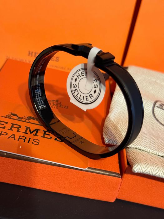 Hermes bransoletka czarna 21 cm prezent pudełko box Logo