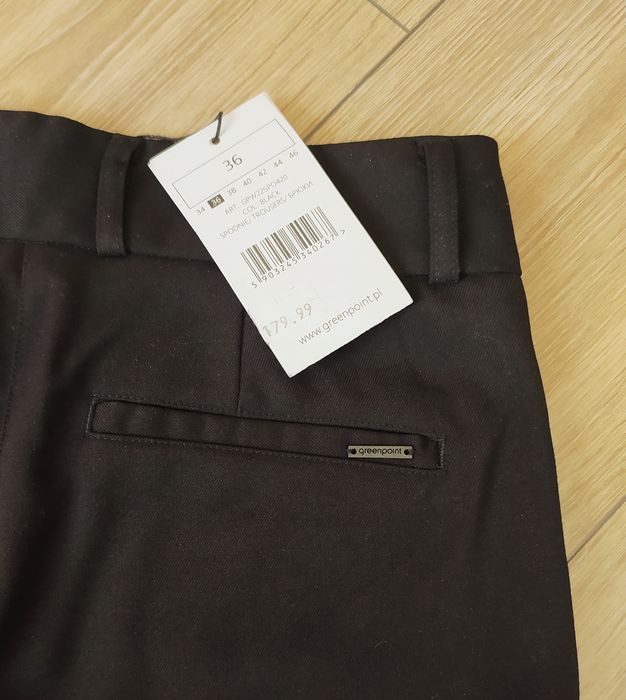 Eleganckie spodnie w kant czarne 36 S do kostek