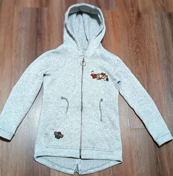 Стильная теплая удлинённая кофта ,пайта,туника на змейке с капюшоном и