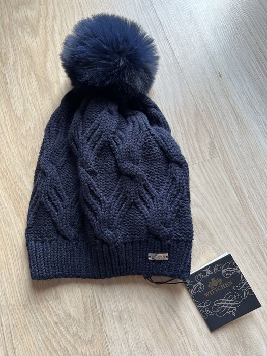 Niwa ciepła czapka damska Wittchen granatowa z pomponem