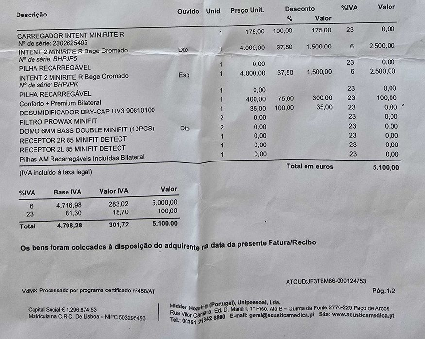 Aparelho Auditivo Oticon Intent 2 miniRITE R (Recarregável) + Acessórios