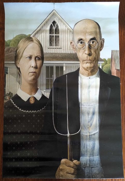 Tela Grande 45 X 30cm Grant Wood - American Gothic, 1930