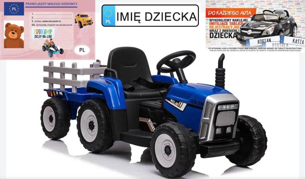 Traktor na Akumulator BLOW z Przyczepą dla dziecka 2x45W PILOT XMX611