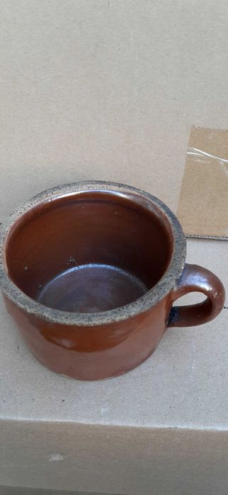 Kubek kamionkowy szkliwiony prl