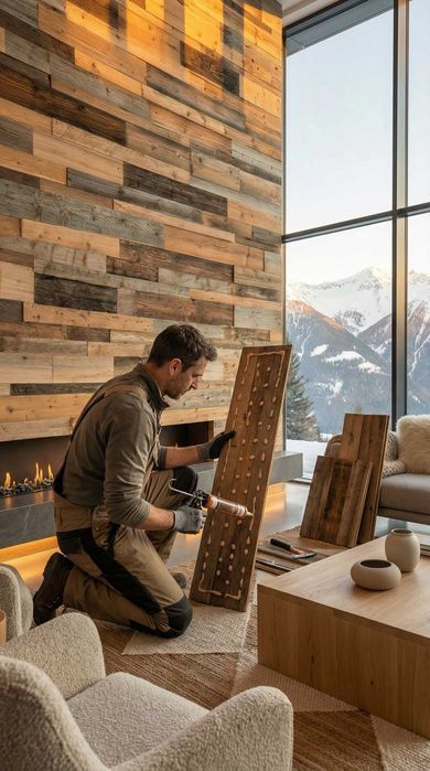 ** Panel ścienny 3D z unikatowych starych desk Antik Holz 120x22cm **