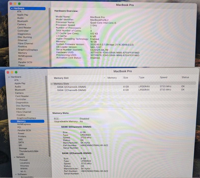 Macbook Pro 13 2020 i5 11Gen 4яд(8потк) 16Gb 512 ІдеалСтан БезДефектів