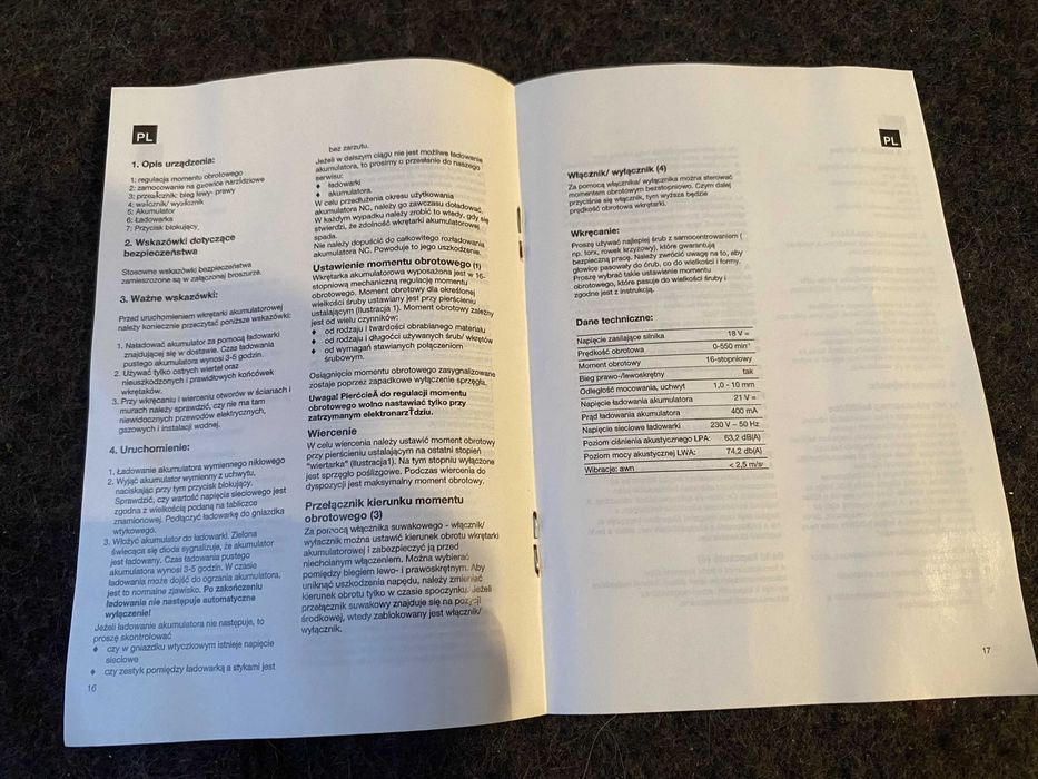 Wkrętarka Einhell z baterią i ładowarką