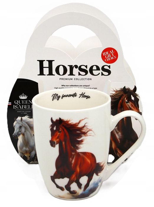 cudowny kubek porcelana kostna arabski koń queen isabell 350ml.