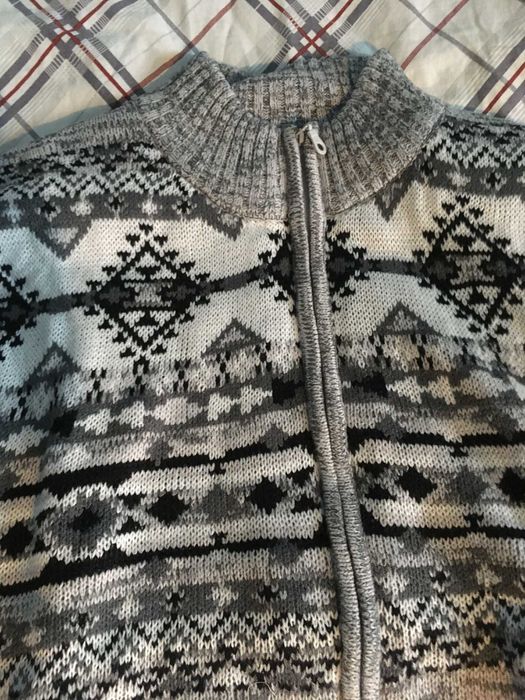 Sweter trykotowy podszyty kożuszkiem sherpa XL