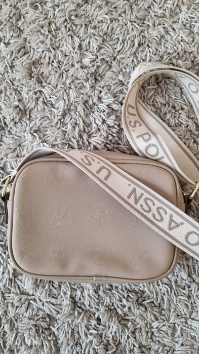 сумка крос-боді через плече жіноча маленька u.s. polo assn капучіно