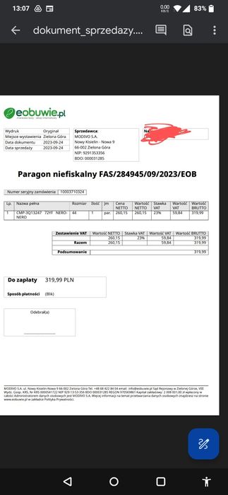 Buty męskie CMP  44 Paragon, Gwarancja