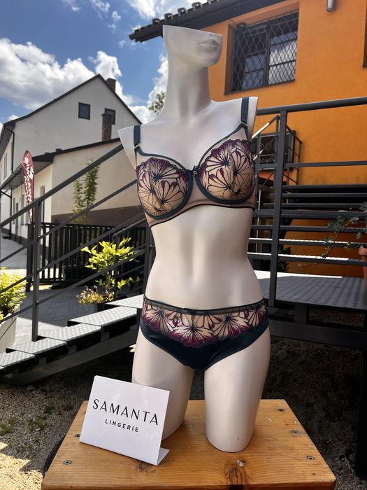 Biustonosz miękki Samanta Olette A143 75F morski aksamitny mocny obwód