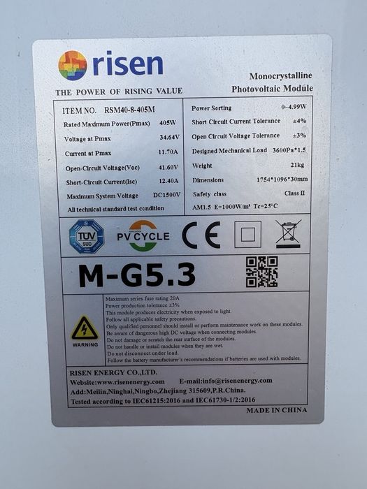 Сонячна панель Risen RSM 40-8-405M