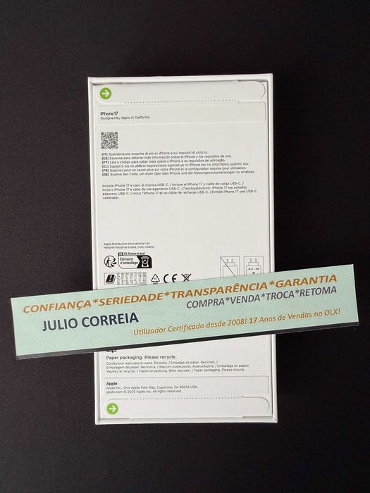 Iphone 17 256GB - NOVO em Caixa SELADA - Factura e Garantia 3 Anos