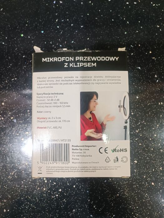 Mikrofon przewody z klipsem