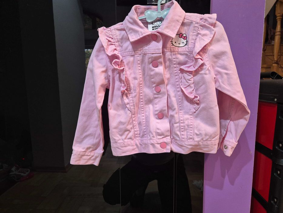 Jeansowa, różowa kurteczka dla dziewczynki, Hello Kitty roz 104