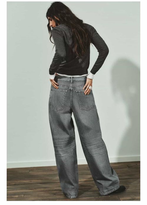 Сірі джинси з ефектом завернутого пояса Zara